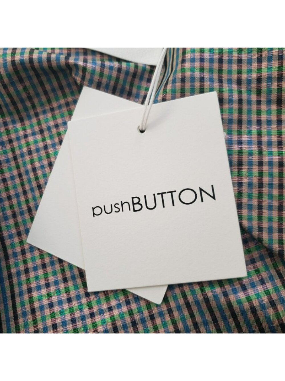 Pushbutton $536 Metallic Plaid Mini Skirt Large Bow Preppy School Pink Green - Picture 5 of 11